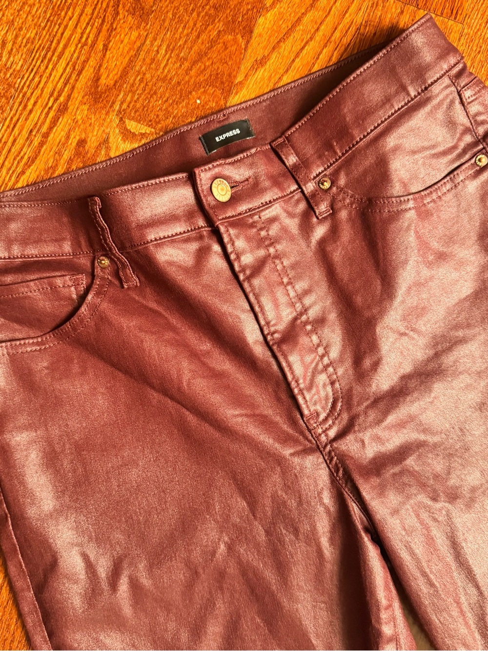 Express Women's Faux Leather Skinny Jeans - Wine